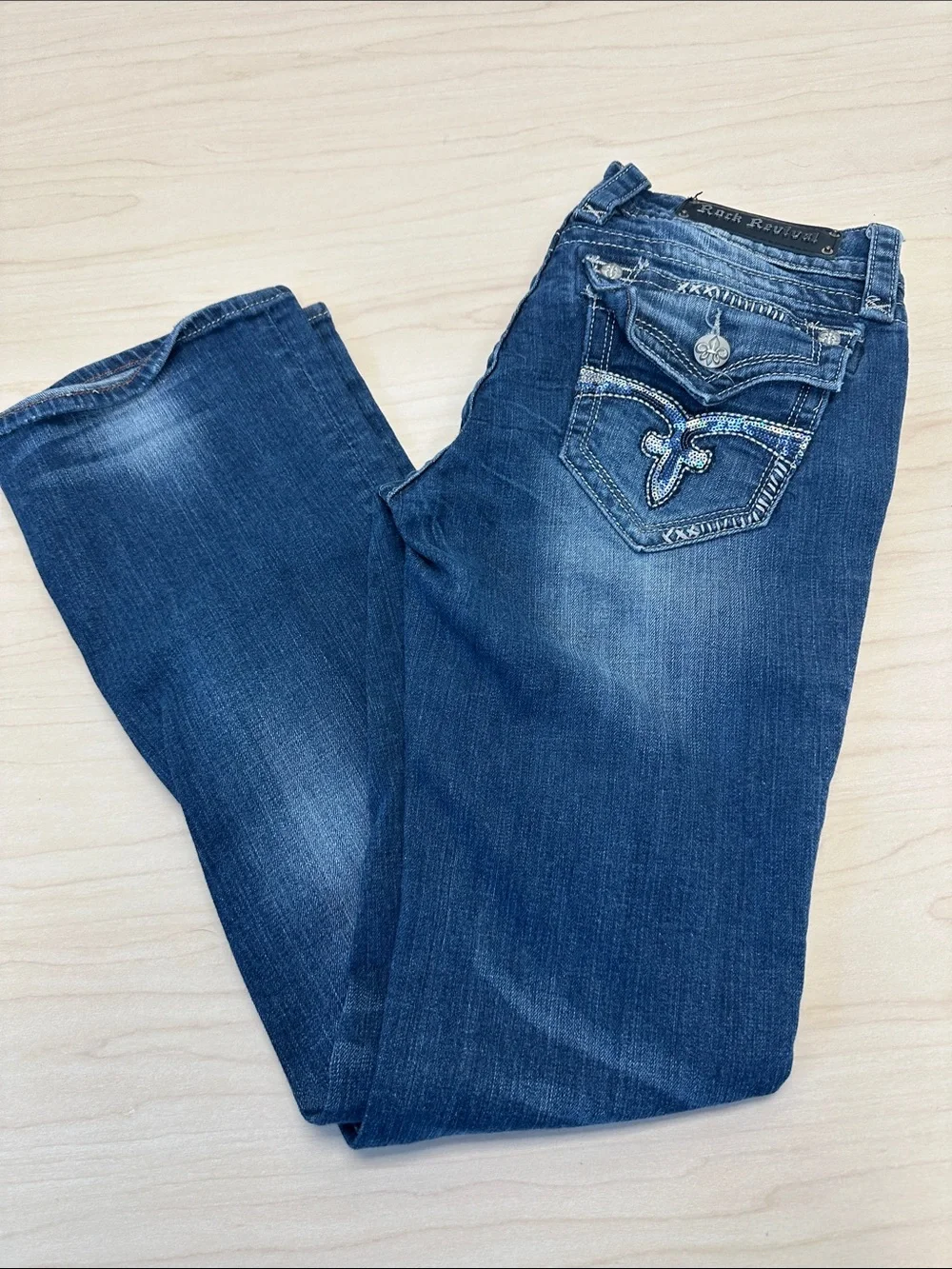 Rock Revival Celine Bootcut Women's Dark Blue jeans size 28 - Picture 1 of 11